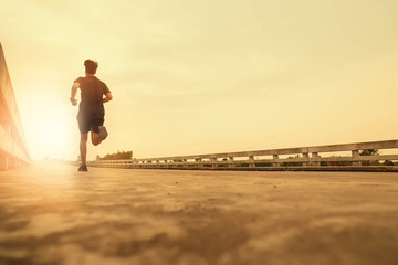 The man jogging in the evening for good health