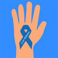 Obraz premium Diabetes ribbon in a hand support awarness association vector illustration
