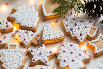 Homemade gingerbread cookies, selective focus 