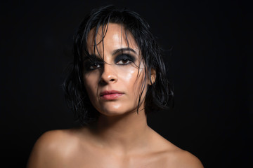Fototapeta premium brunet woman photo session in studio