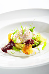 Exquisite Serving Avocado Salad with Truffle and Crab
