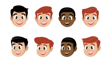 Cartoon character, Set Man faces cartoon heads.