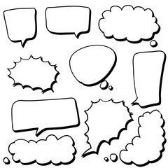 Fototapeta premium Hand drawn doodle speech bubbles set illustration