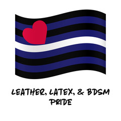 Leather, Latex, & BDSM pride flag background. Symbol leather or BDSM bondage & discipline, dominance and submission, sadomasochism subculture. LGBT movement. LGBTQ community. Vector illustration.