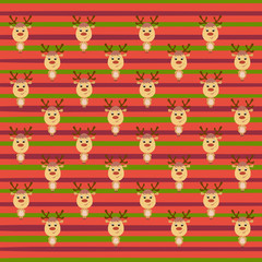 Striped colorful background with funny and cute deers