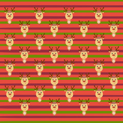 Striped colorful background with funny and cute deers