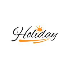 Fototapeta na wymiar Happy holidays gray typography design with orange sun concept isolated on white background vector illustration.