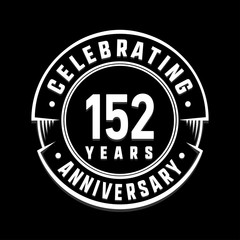 Celebrating 152nd years anniversary logo design. One hundred and fifty-two years logotype. Vector and illustration.