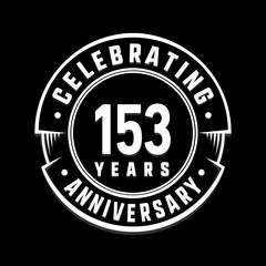 Celebrating 153rd years anniversary logo design. One hundred and fifty-three years logotype. Vector and illustration.