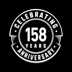 Celebrating 158th years anniversary logo design. One hundred and fifty-eight years logotype. Vector and illustration.
