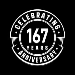 Celebrating 167th years anniversary logo design. One hundred and sixty-seven years logotype. Vector and illustration.