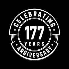 Celebrating 177th years anniversary logo design. One hundred and seventy-seven years logotype. Vector and illustration.
