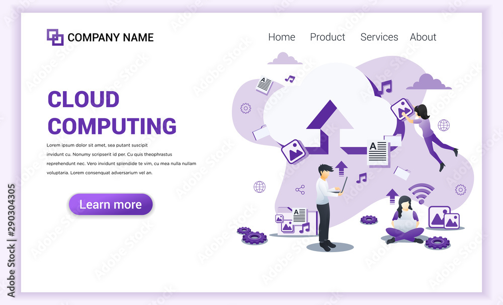 Poster modern flat design concept of cloud computing, digital storage, data center and digital network with