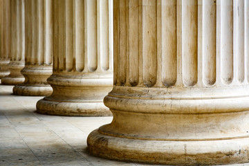 Columns with base and flute on a sun light