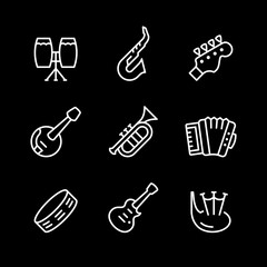 Set line icons of music instruments