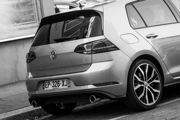 Mulhouse - France - 17 September 2019 - Rear view of grey Volkswagen Golf GTI parked in the street