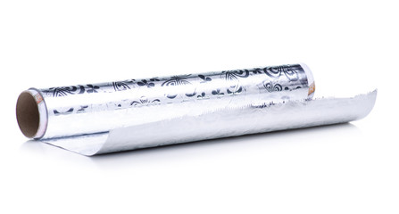 Aluminium foil food on white background isolation