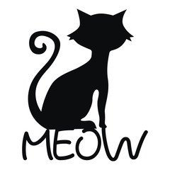 Cat silhouette, art, vector illustration