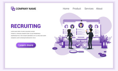 Modern Flat design concept of Recruitment, presentation for employment and recruiting. Application for employee hiring. Can used for web banner, infographics, landing page. Flat vector illustration