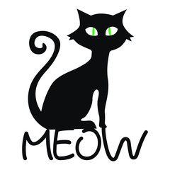 Cat silhouette, art, vector illustration