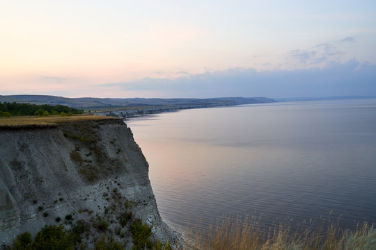 Beautiful view of Stepan Razin rock, Volga river
