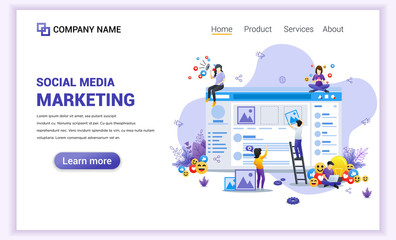 Modern flat design concept of Social media marketing can use for banner, business content strategy, analysis, mobile app, landing page, web design template. Flat vector illustration