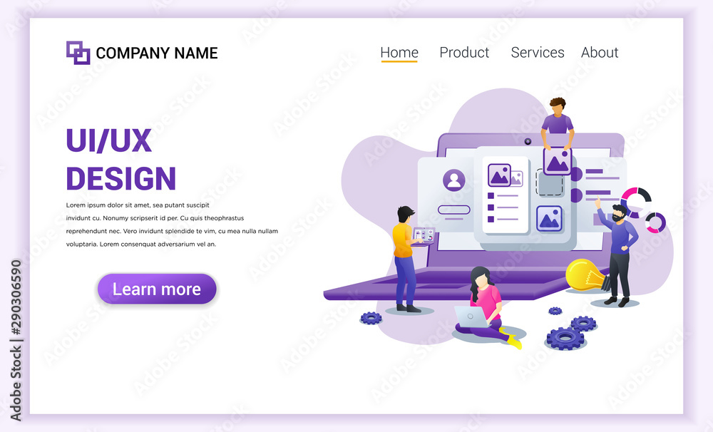 Poster modern flat design concept of ui ux design with characters and text place. can use for banner, infog