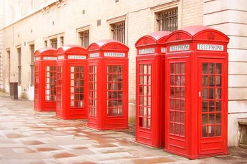 Zelfklevend Fotobehang red phone boxes London © magann