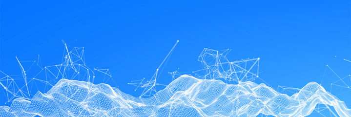 Abstract polygonal vector science background with connecting dots and lines.