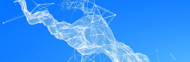 Abstract polygonal vector science background with connecting dots and lines.