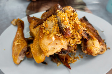 Popular Thai food, grilled chicken.