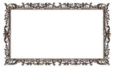 Panoramic silverframe for paintings, mirrors or photo isolated on white background
