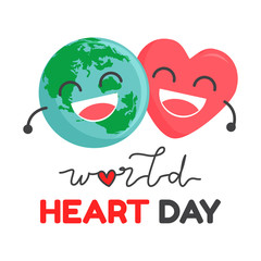 World Heart Day cartoon charactor vector illustration on white background