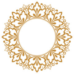 Decorative frame Elegant vector element for design in Eastern style, place for text. Floral golden border. Lace illustration for invitations and greeting cards.