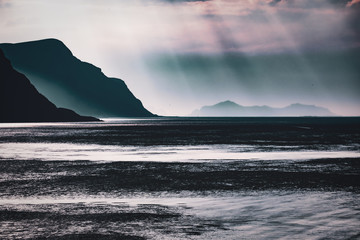 Sunset Over Mountains At Sea