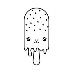 cute ice cream in stick kawaii character