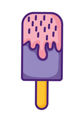 cute ice cream in stick kawaii character