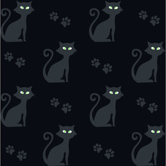 Cat silhouette, art, vector illustration