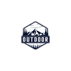 Outdoor mountain nature logo - adventure wildlife pine tree forest design