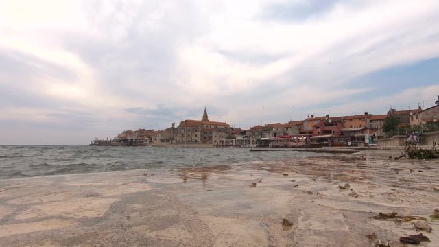 stormy weather at umag city quay in croatia