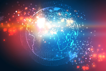 Global network concept. Network with nodes connected