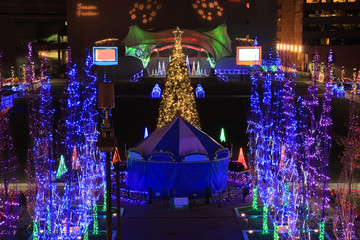 Columbus Commons in Ohio is illuminated the the Christmas holidays.  This is a popular attraction in this capital city.