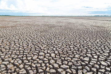 Fototapeta premium Drought of water sources. The impact of rain does not fall seasonally. Reservoir condition for drought consumption. 