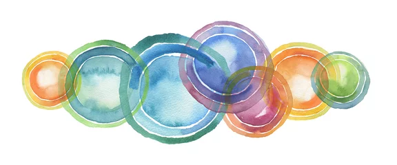 Outdoor-Kissen Circle watercolor painted background. Texture paper. © Liliia