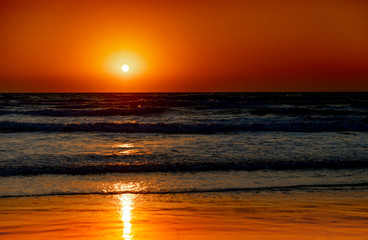 Beautiful sea on a sunset background. Sundown. Seascape