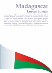 Flag of Madagascar, Republic of Madagascar. Template for award design, an official document with the flag of Madagascar. Bright, colorful vector illustration for graphic and web design.