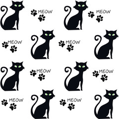 Cat silhouette, art, vector illustration