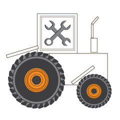Tire fitting or service center for a linear  tractor vector