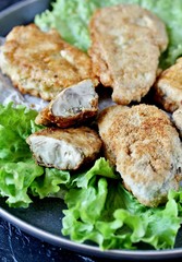 brains of a cow, a sheep or calf in fried in batter. dishes with offal. dish for Halloween. weird food
