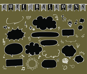 マーカー手描き風吹き出しセット（黒）